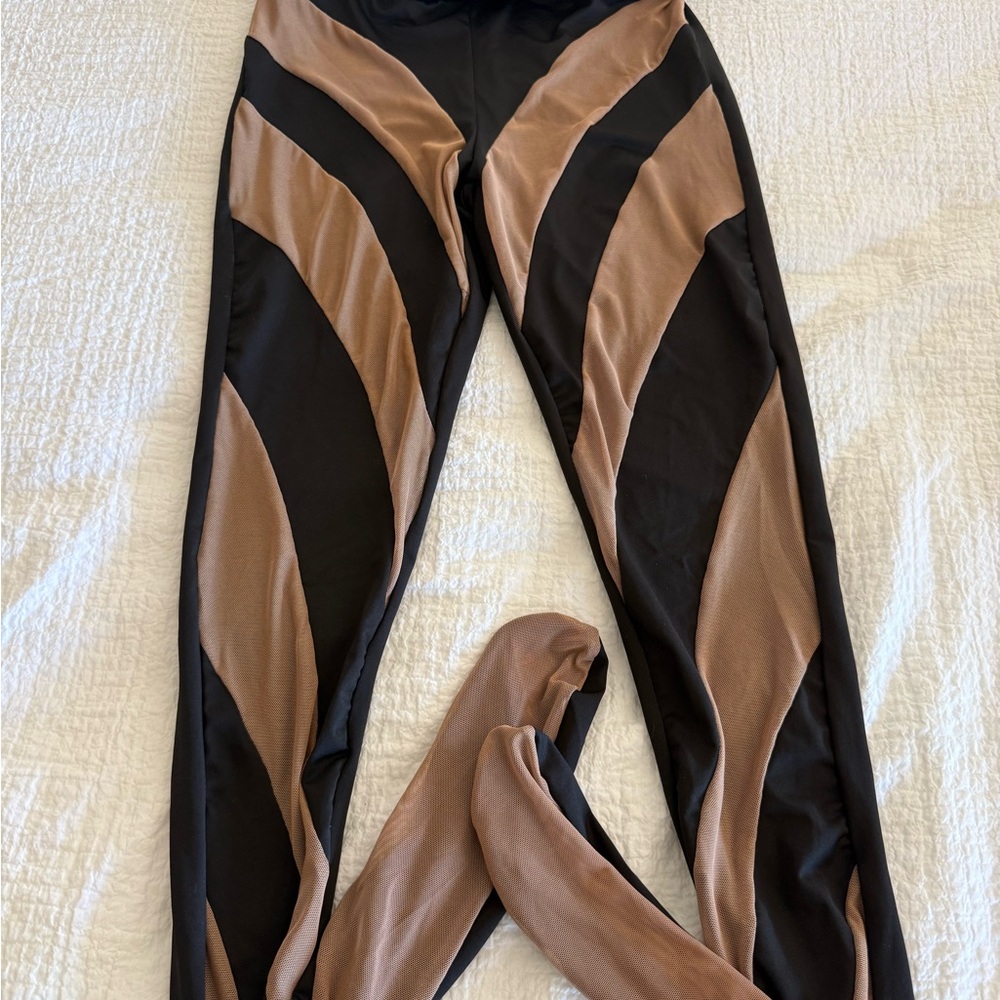 Black and Brown Paneled Leggings